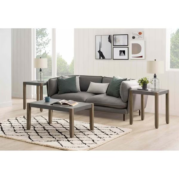 Newport 3-Piece Faux Concrete and Wood 36